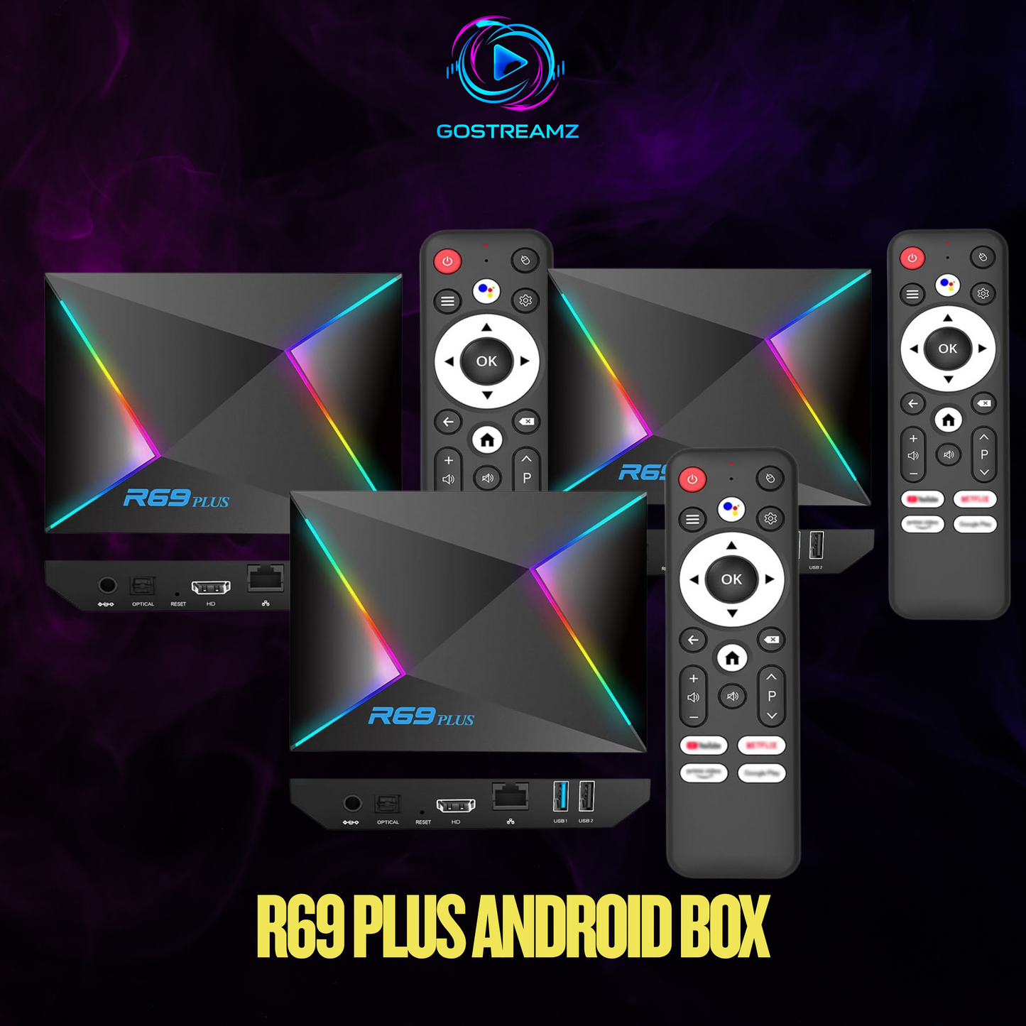 🚀 R69 PLUS Android TV Box – 1 YEAR of streaming service included